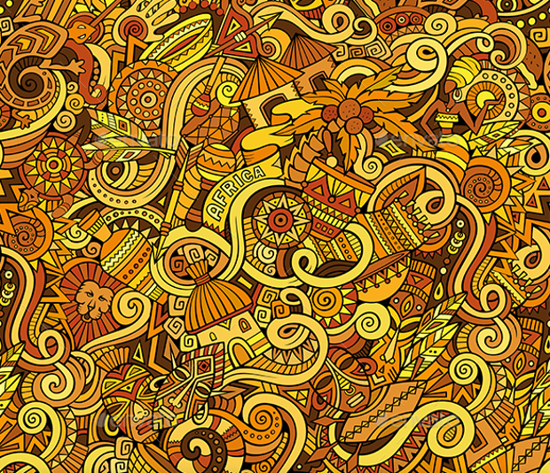 african doodle seamless pattern