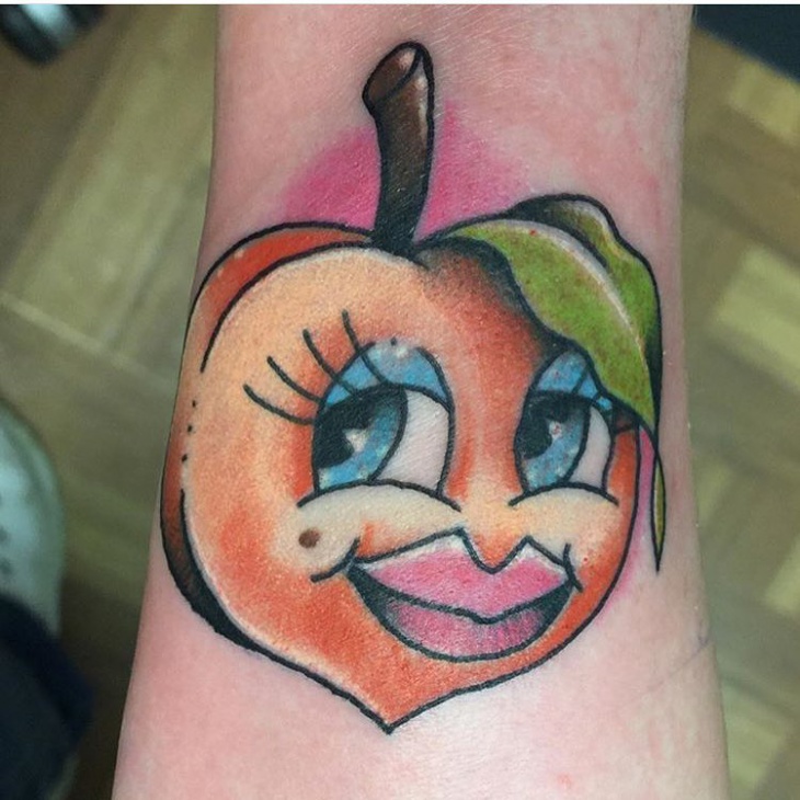 funny peach fruit tattoo