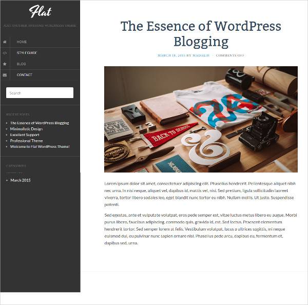 flat wordpress theme for bloggers