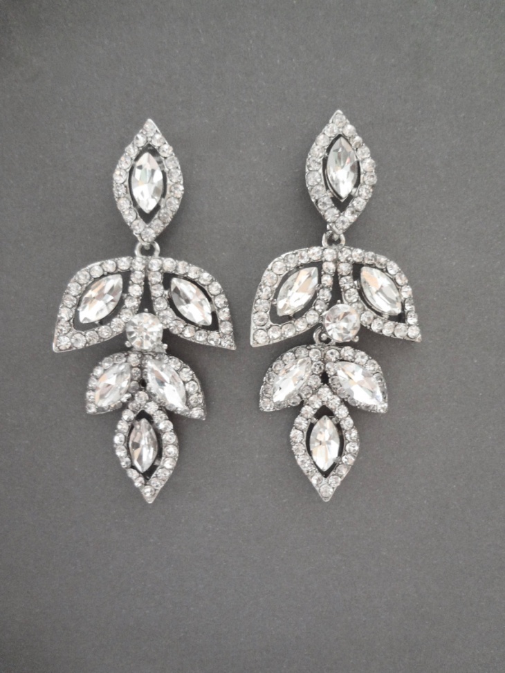 crystal leaf earrings