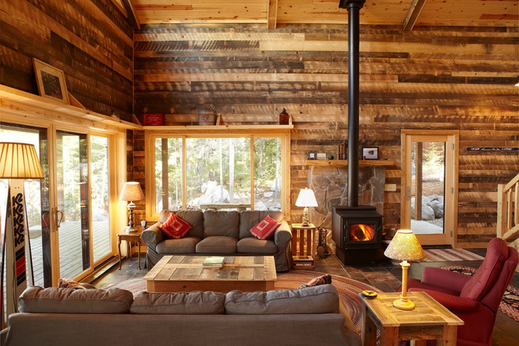 wooden cabin living room