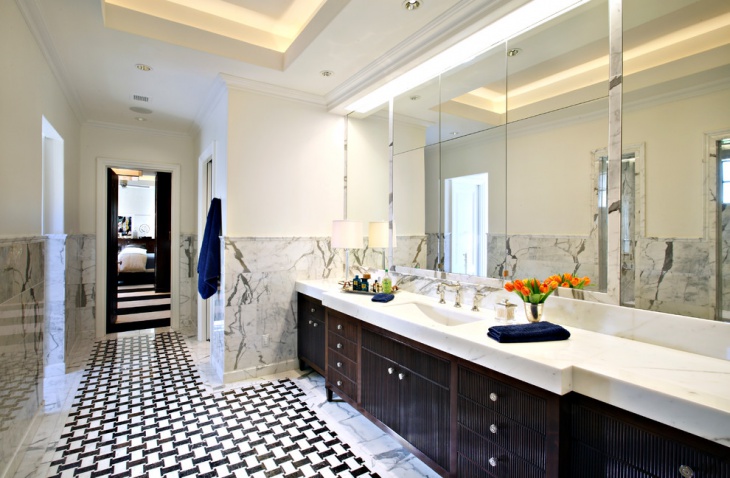 eclectic bathroom with white countertop