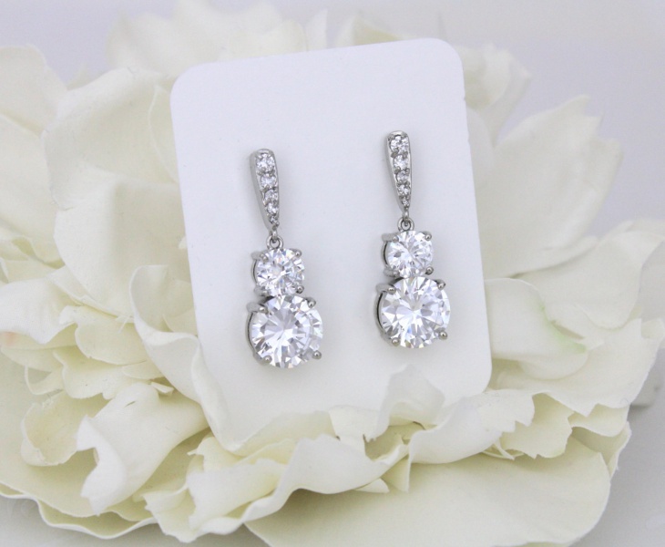 crystal solitaire earrings
