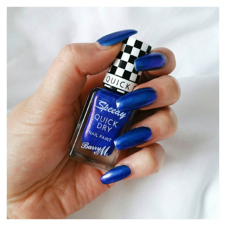 bright blue painted nails