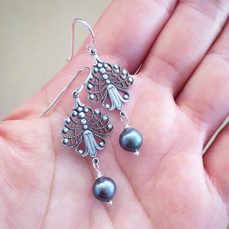 peacock pearl earrings idea