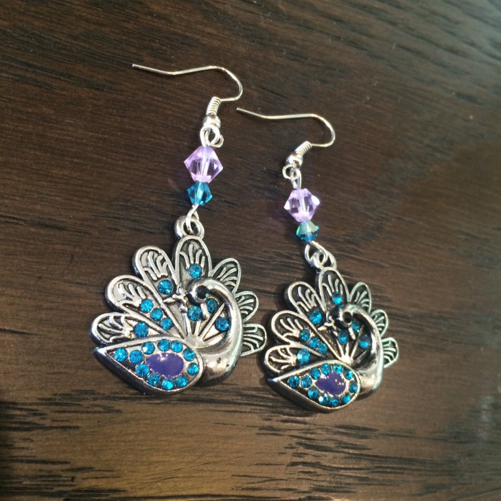 crystal peacock earrings