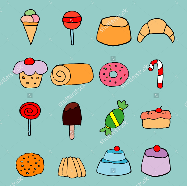 sweet and candies icon set