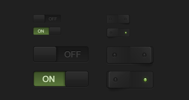 dark essential toggle psd buttons