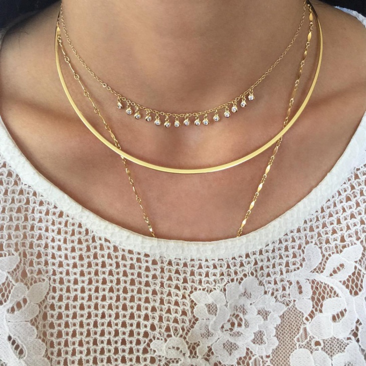 gold ring layered necklace 