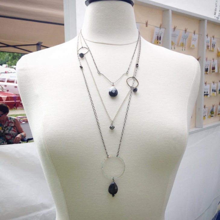 black layering necklaces set