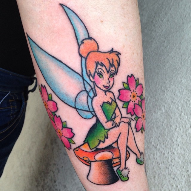 flower tinkerbell tattoo