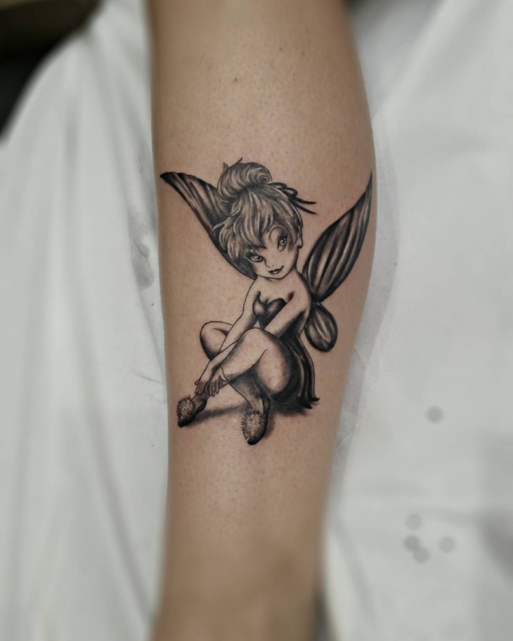tinkerbell tattoo on arm