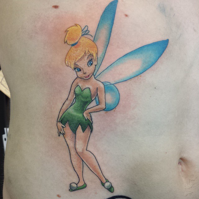 colorful tinkerbell tattoo