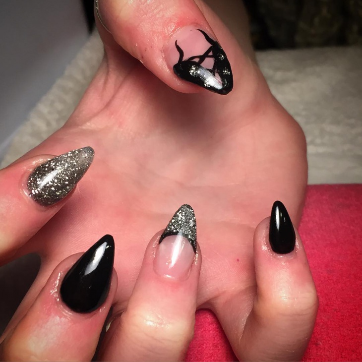 black pointy nail art