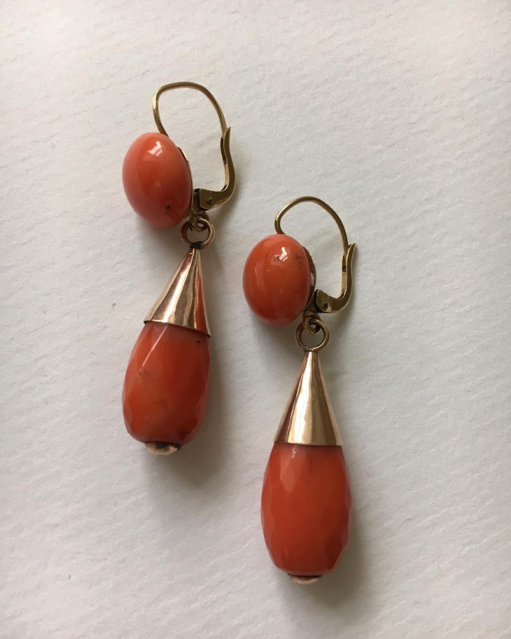 simple orange drop earrings
