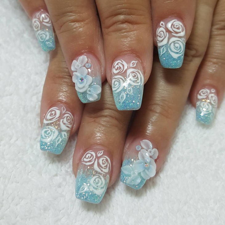 ocean flower nail art
