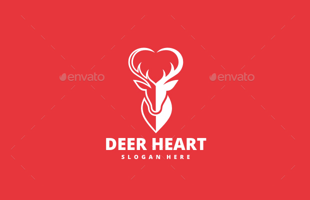 creative deer heart logo design