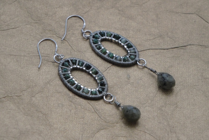 woven wire oval earrings