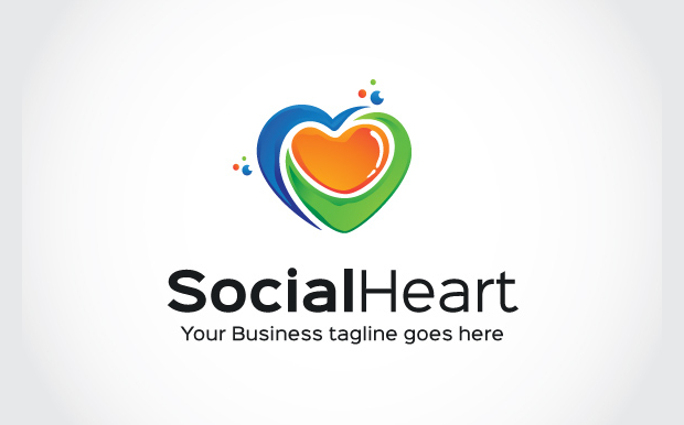 social heart logo template