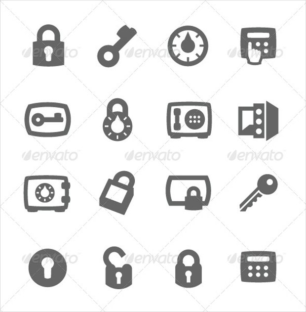 keys and locks icons
