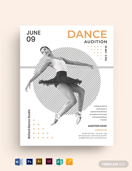 creative dance audition flyer template