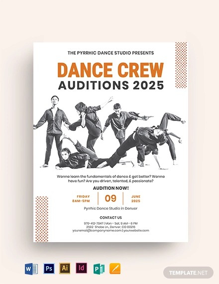 dance crew audition flyer template