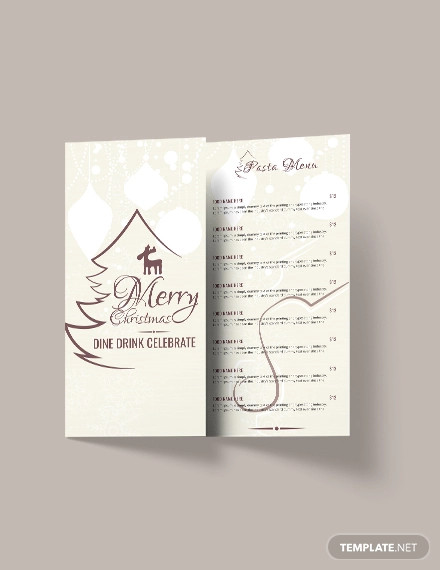free christmas restaurant menu brochure template
