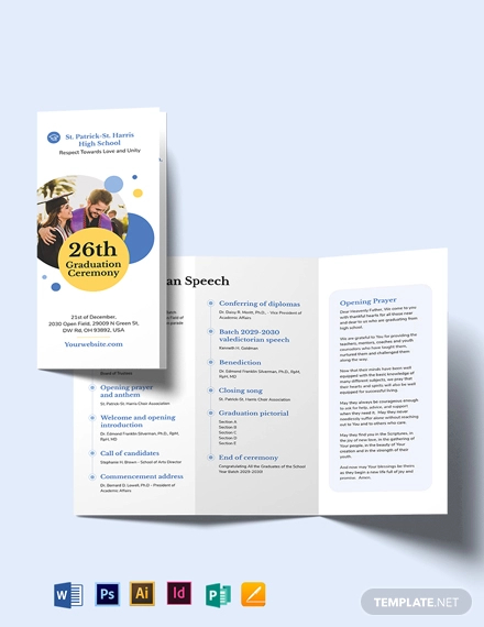graduation ceremony tri fold brochure template