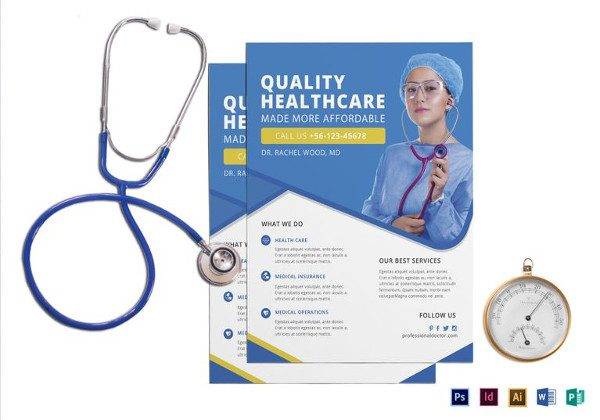 professional doctor health flyer template 600x420
