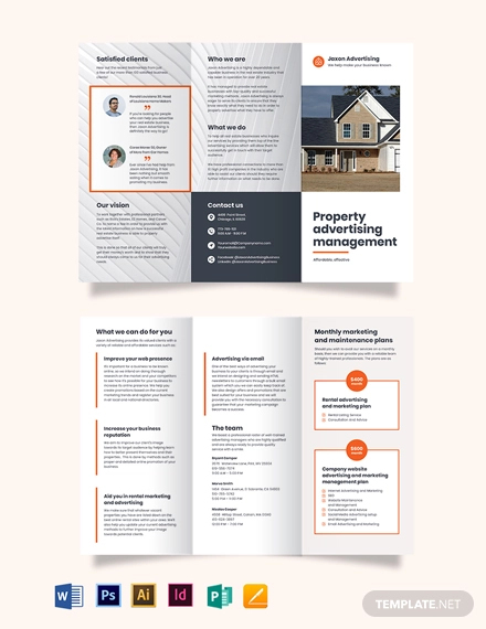 property management advertising tri fold brochure template