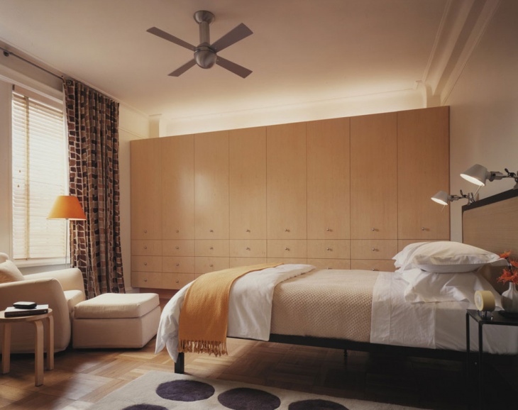 classic bedroom with wooden wardrobe idea