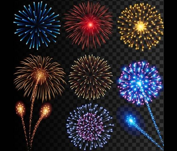 colored holiday fireworks vectors