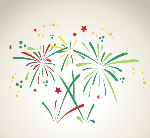 green and red fireworks free vector