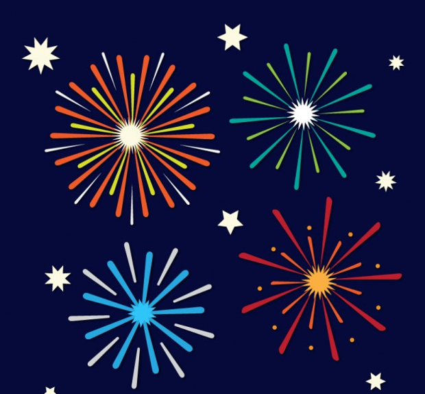 flat fireworks free vector