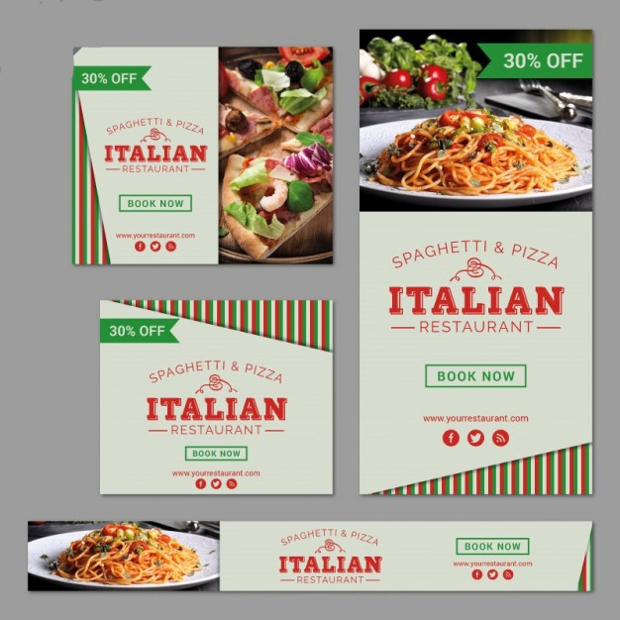 italian restaurant banner set