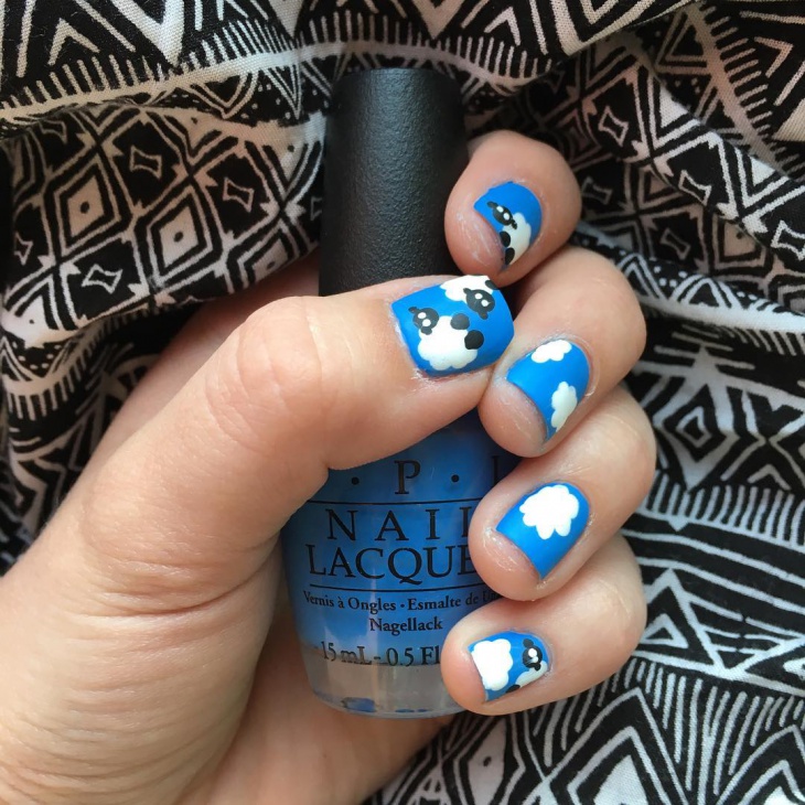 lovely cloud nail art for short nails