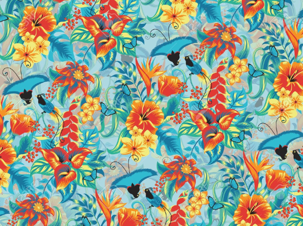 tropical pattern with birds