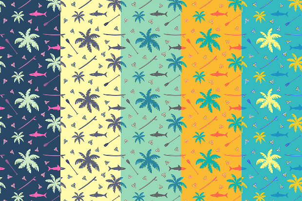 tropical surfing seamless pattern