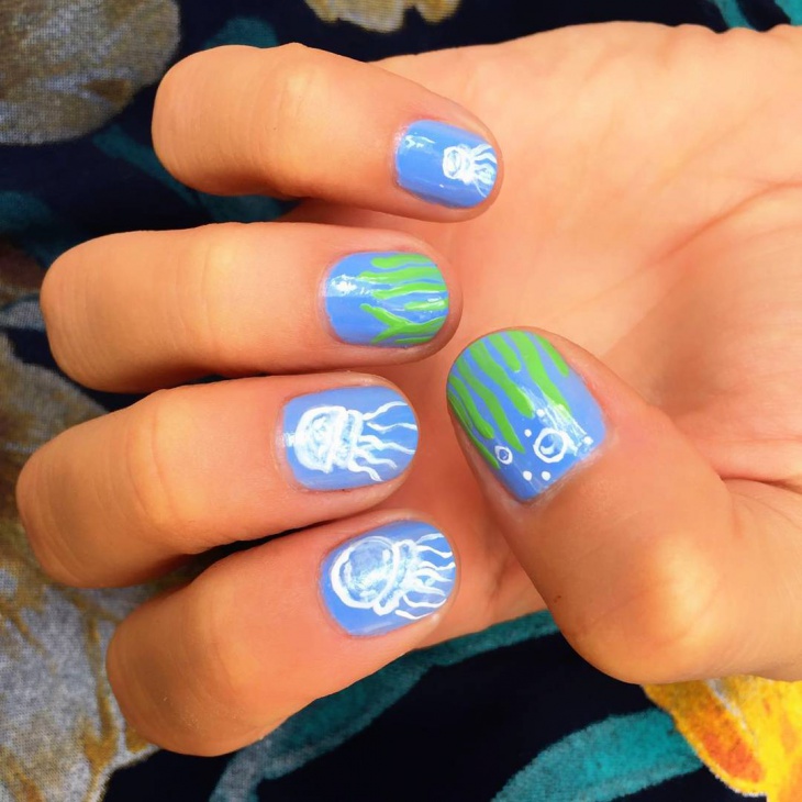 jelly fish nail design