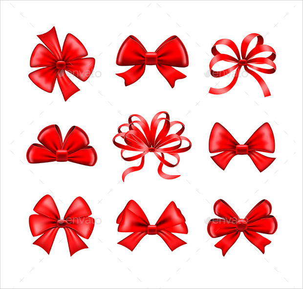 red bows vector set