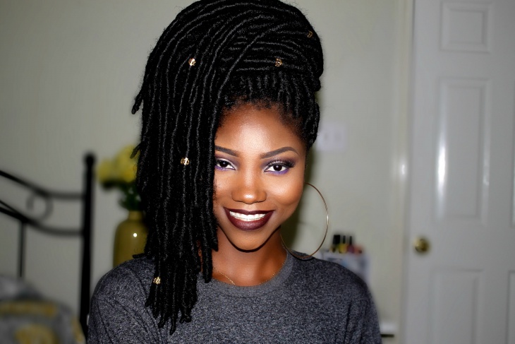 meagan short faux locs hairstyle