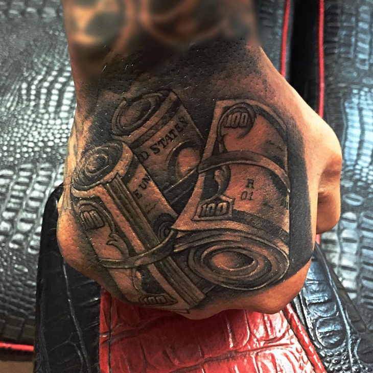 3d money bundles tattoo