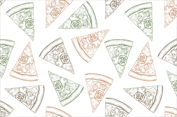 outline pizza seamless pattern