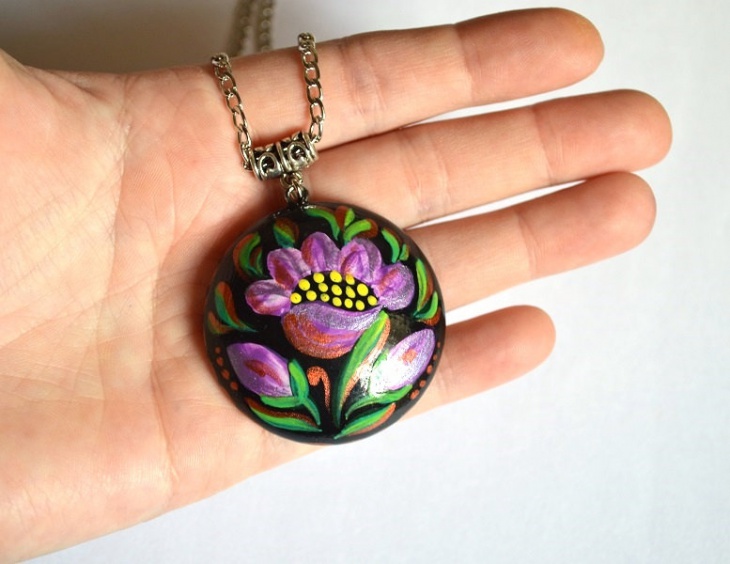 wooden flower pendant