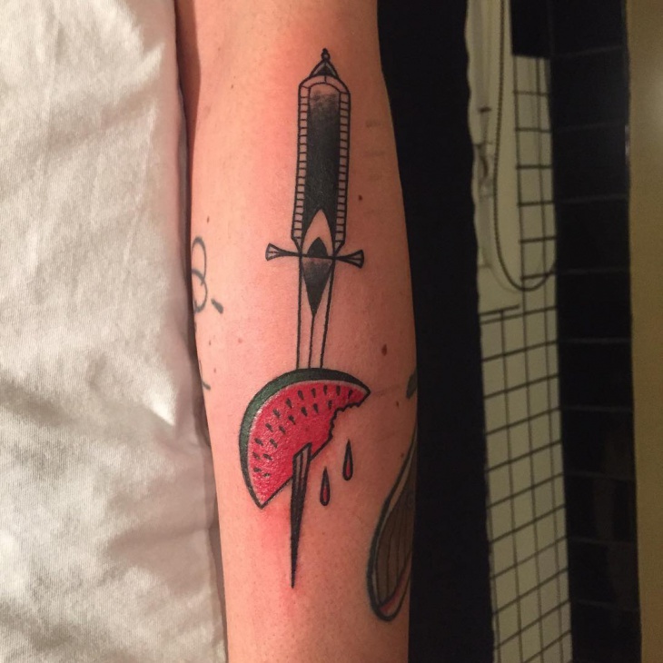 watermelon dagger tattoo