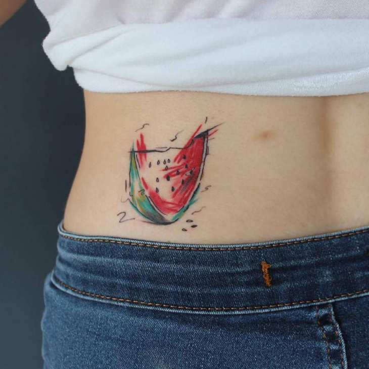 hip watermelon tattoo idea