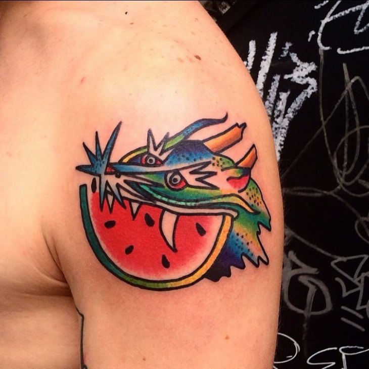 watermelon tattoo design for shoulder