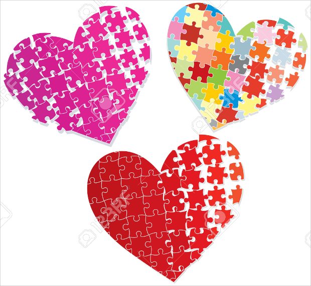 puzzle heart vector