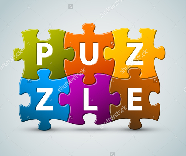 puzzle lettering vector illustration