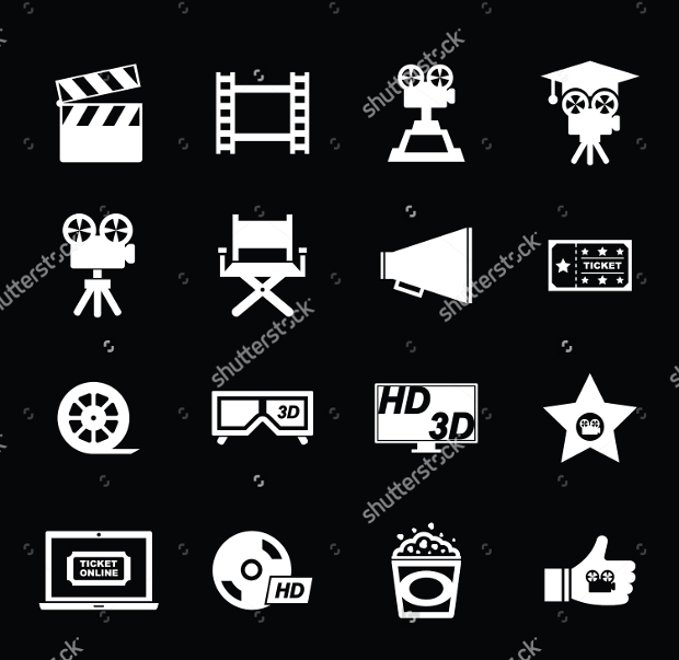 black and white movie icons